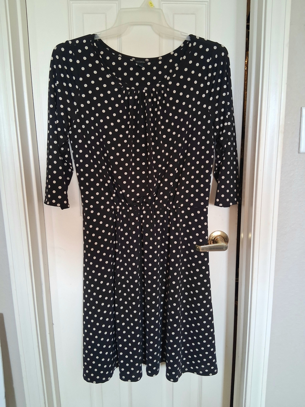 Ann Taylor Black and White Polka Dot Midi Dress